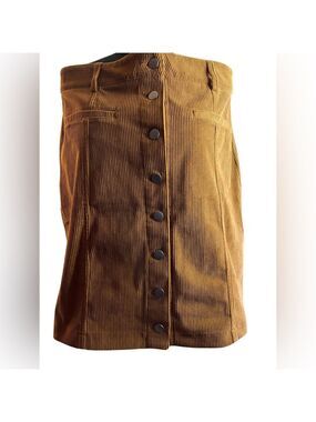 Bagatelle Corduroy Button Front Skirt Brown Sz Medium $48 Y2K NWOT Mini